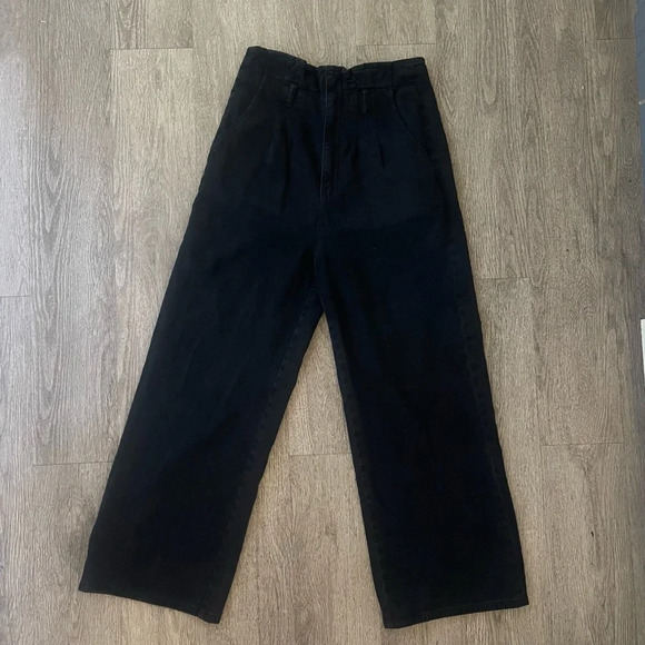 Boyish high rise zip wide leg trouser ankle pants navy blue sz small - Picture 9 of 9